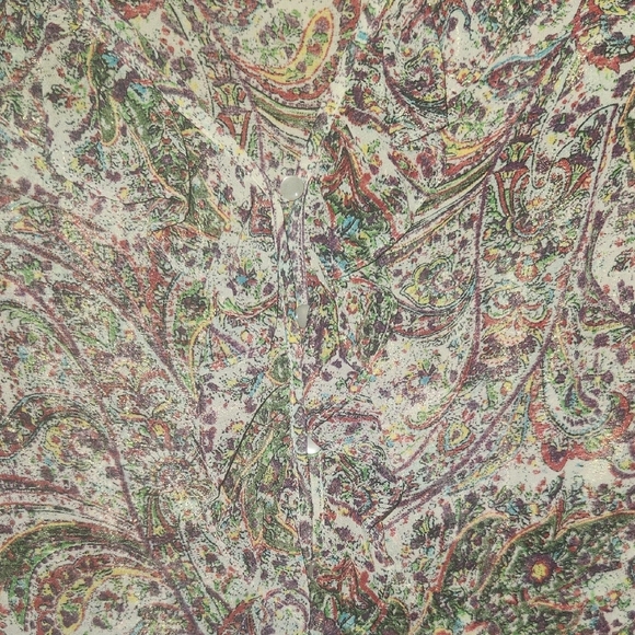 LOFT Paisley Button Down Shirt - Green and Purple - Picture 6 of 10